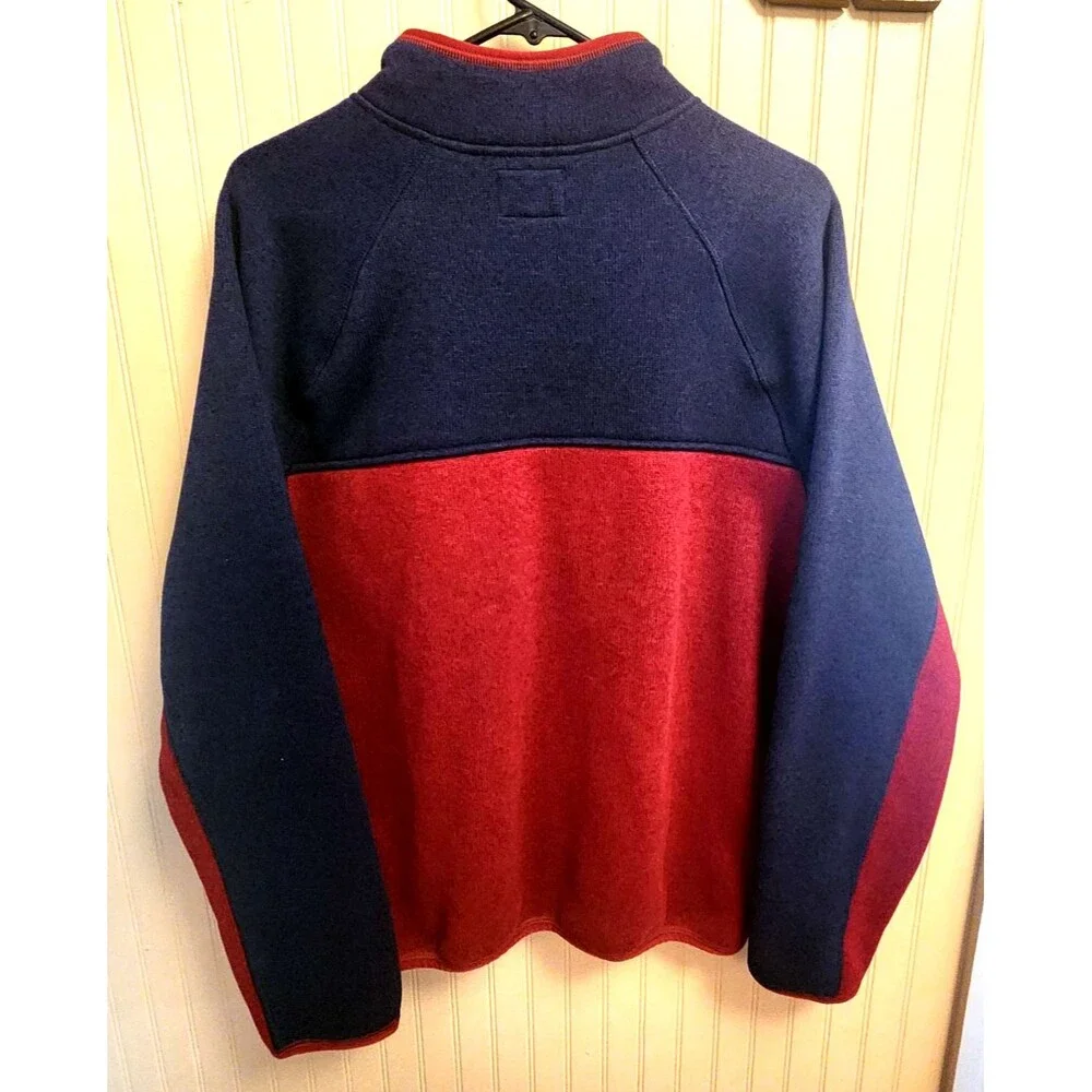 J. Crew Nordic Polartec Blue Red 1/4 Zip Men's Fleece Jacket Zip Size M
